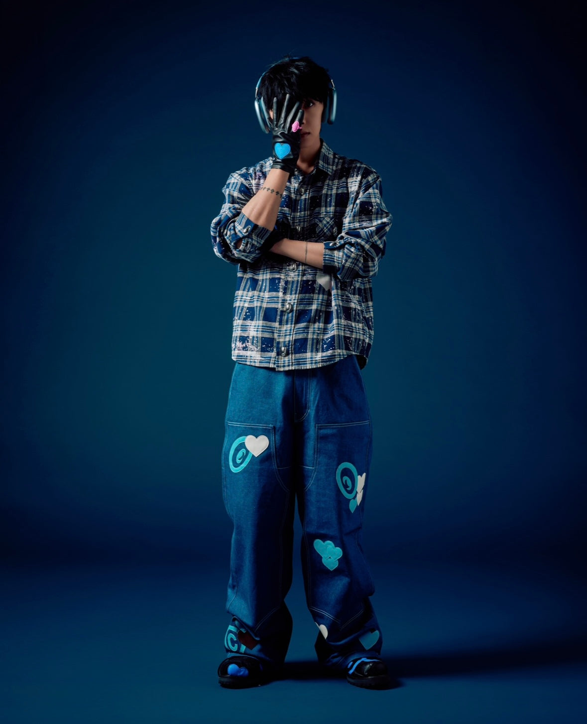 CPD LOVE SPLASHE FLANNEL SHIRTS / Navy White CHECK