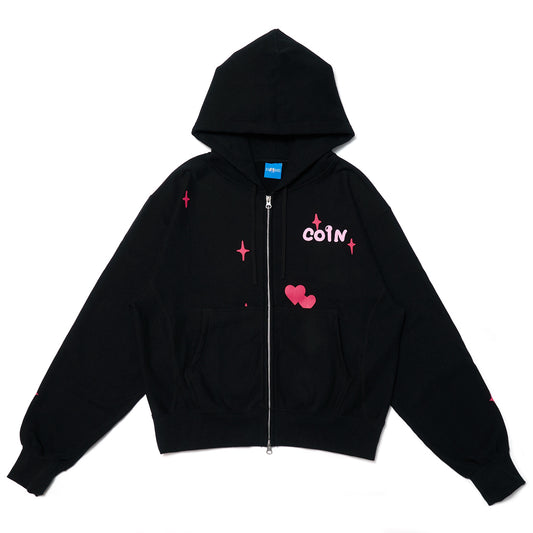 KILA KILA LOVE ZIP HOODIE / Black Pink