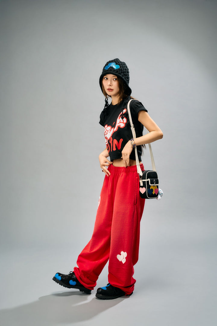 CPD SPRAYING LOVE STITCH PANTS / Red