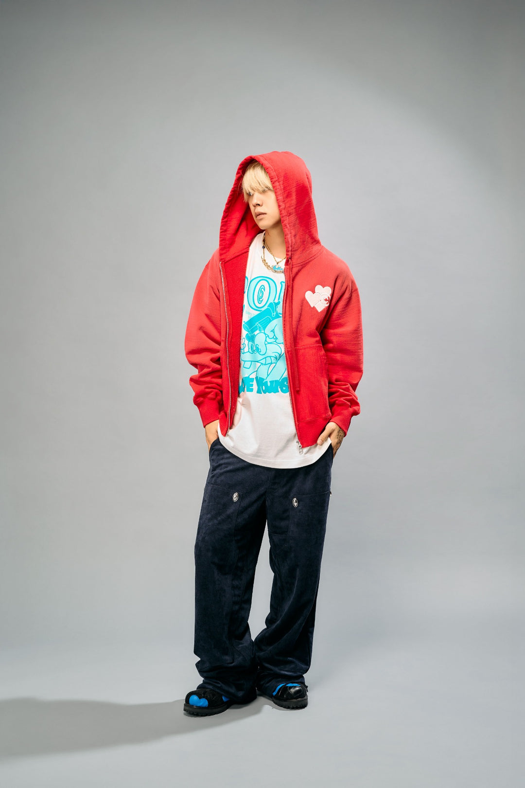 CPD SPRAYING LOVE STITCH HOODIE / Red
