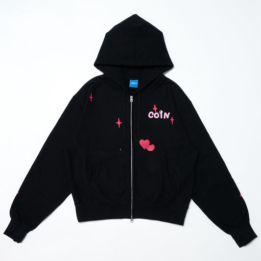 KILA KILA LOVE ZIP HOODIE / Black Pink