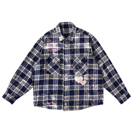CPD LOVE SPLASHE FLANNEL SHIRTS / Navy White CHECK