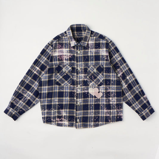 CPD LOVE SPLASHE FLANNEL SHIRTS / Navy White CHECK