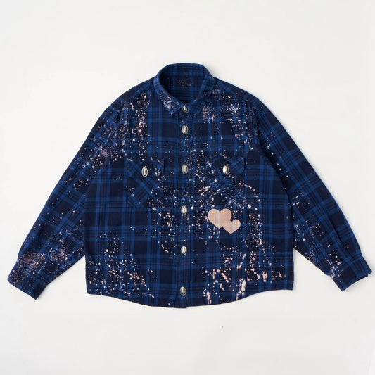 CPD LOVE SPLASHE FLANNEL SHIRTS / Navy Black CHECK
